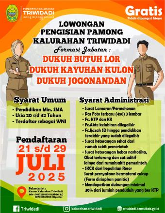 Lowongan Pamong Kalurahan Triwidadi