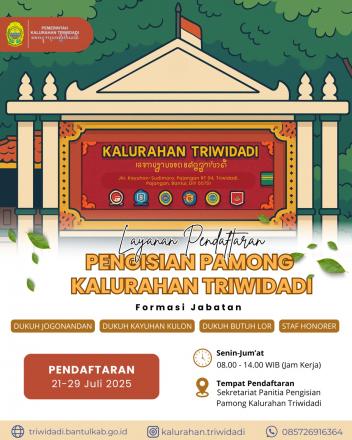 Penerimaan Berkas Pendaftaran Calon Pamong Kalurahan Triwidadi