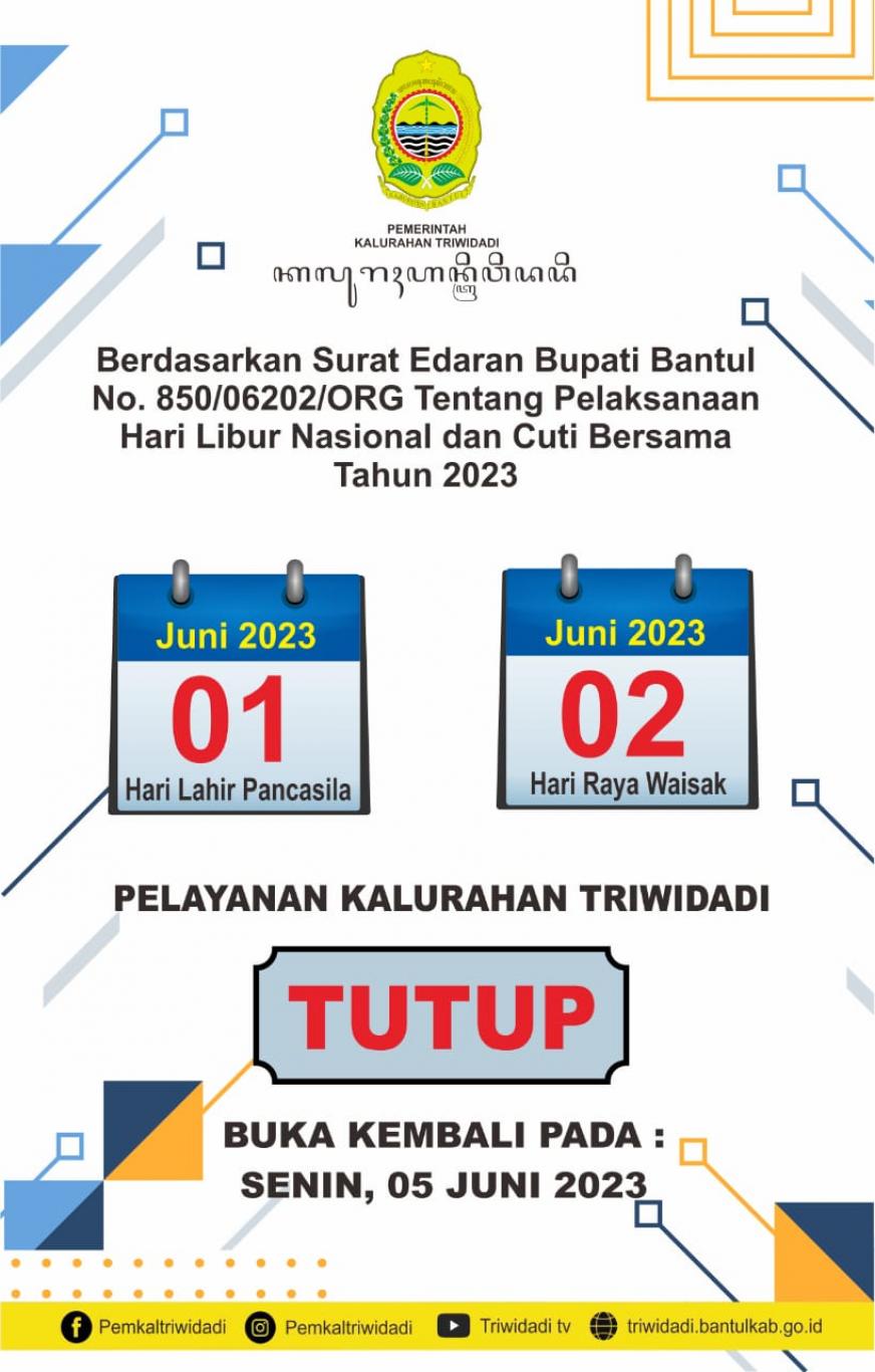 Pengumuman Libur Dan Cuti Bersama - Website Kalurahan Triwidadi